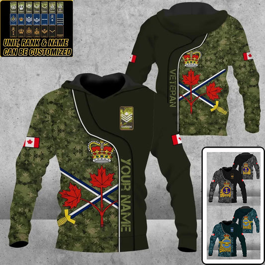Personalized Canada Soldier/ Veteran Camo With Name And Rank Hoodie 3D Printed - 0809230001