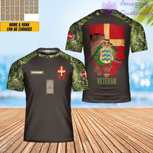 Personalized Denmark Solider/ Veteran Camo With Name And Rank T-shirt 3D Printed - 0102240003