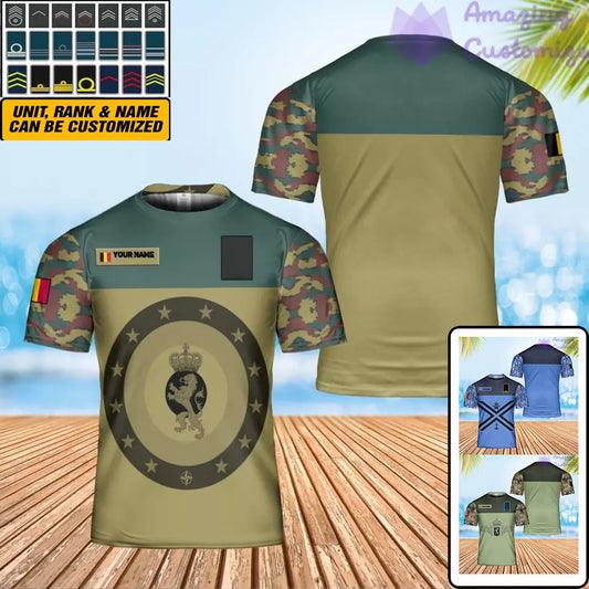 Personalized Belgium Solider/ Veteran Camo With Name And Rank T-Shirt 3D Printed - 0502240003