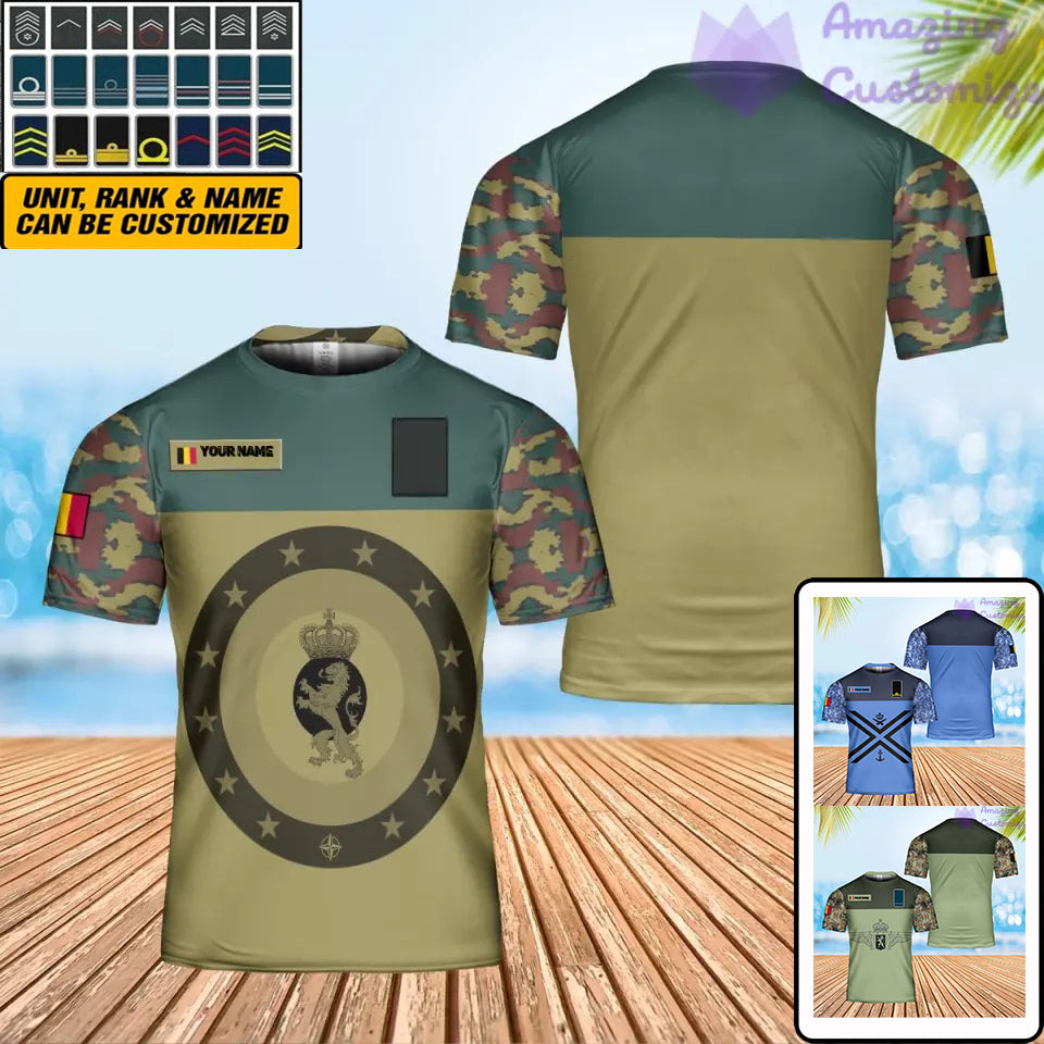 Personalized Belgium Solider/ Veteran Camo With Name And Rank T-Shirt 3D Printed - 1707091202