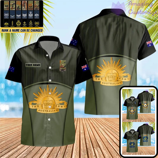 Personalized Australian Soldier/ Veteran Camo With Name And Rank Hawaii Shirt Printed -1912230001