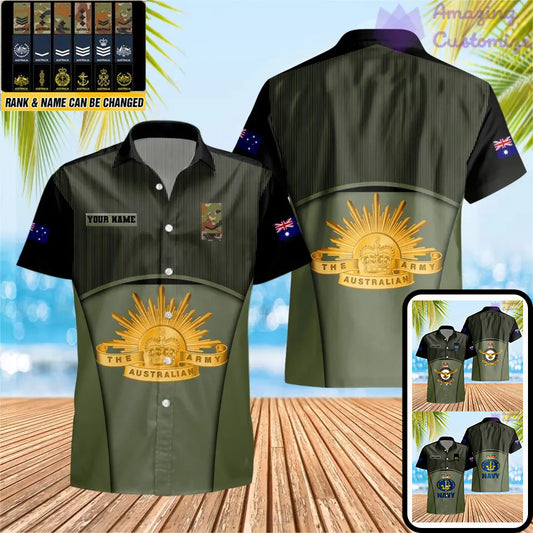 Personalized Australian Soldier/ Veteran Camo With Name And Rank Hawaii Shirt Printed - 17029440