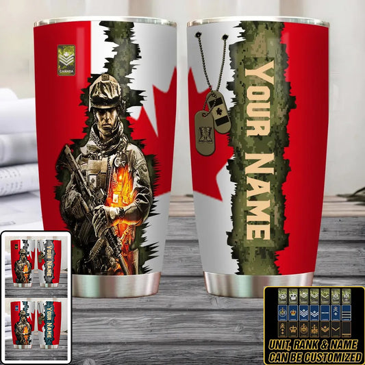 Personalized Canadian Veteran/ Soldier With Rank And Name Camo Tumbler All Over Printed 0502240018