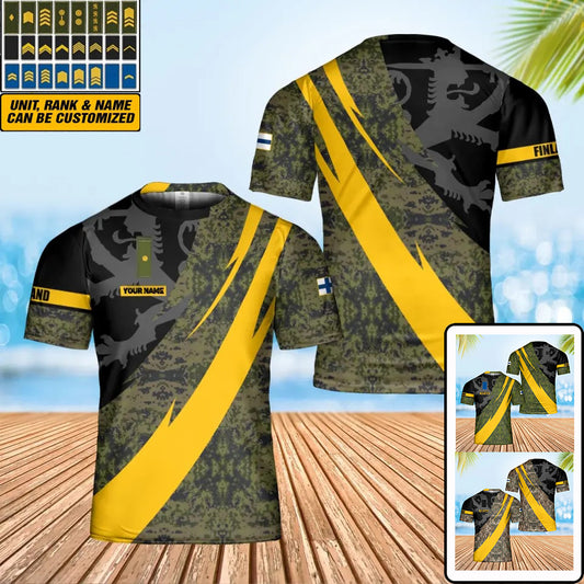 Personalized Finland Solider/ Veteran Camo With Name And Rank T-Shirt 3D Printed - 0102240002