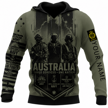 Personalized Australia Soldier/Veteran with Name & Rank Hoodie All Over Printed - TH1779235201