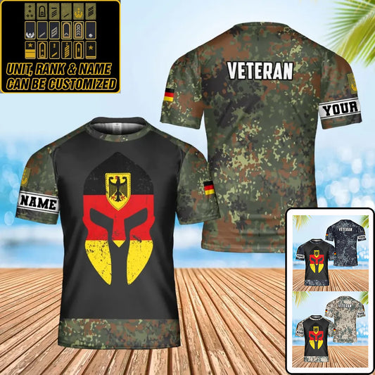 Personalized Germany Soldier/ Veteran Camo With Name And Rank T-Shirt 3D Printed - 0302240002