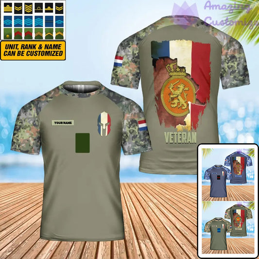 Personalized Netherlands Solider/ Veteran Camo With Name And Rank T-Shirt 3D Printed - 0102240003
