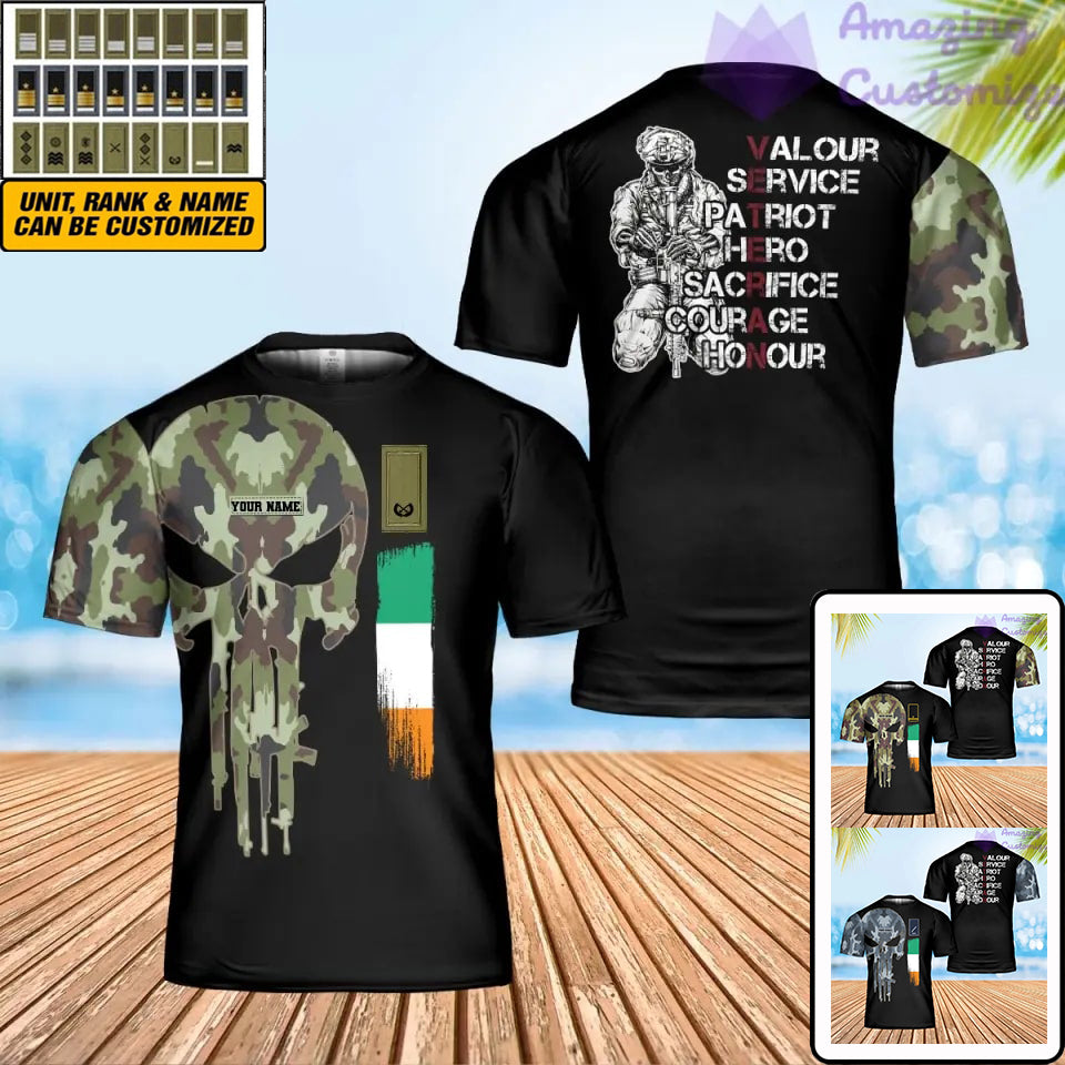 Personalized Ireland Solider/ Veteran Camo With Name And Rank T-Shirt 3D Printed - 17068320
