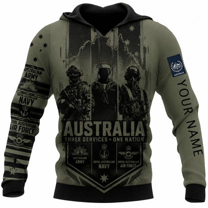 Personalized Australia Soldier/Veteran with Name & Rank Hoodie All Over Printed - TH1779235201