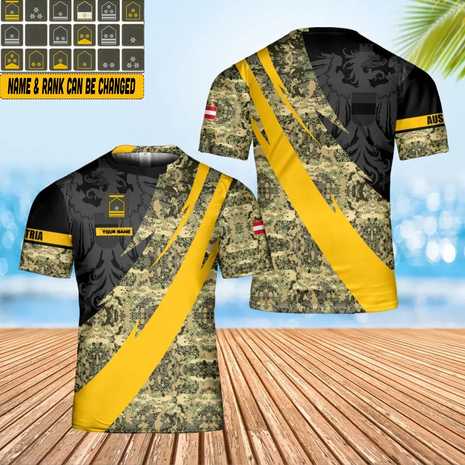 Personalized Austria Solider/ Veteran Camo With Name And Rank T-Shirt 3D Printed - 2201240003