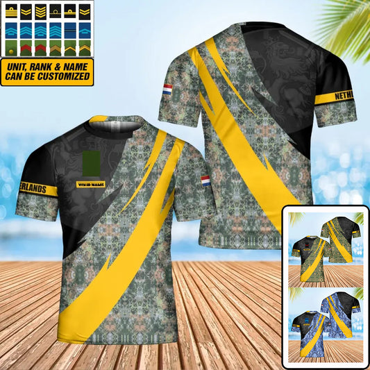 Personalized Netherlands Solider/ Veteran Camo With Name And Rank T-Shirt 3D Printed - 0102240002