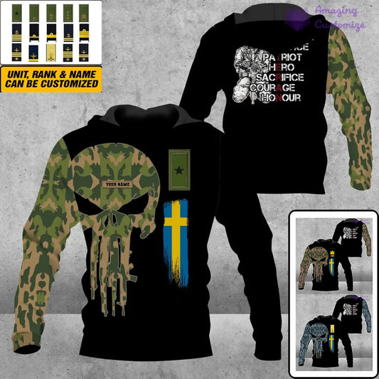 Personalized Sweden Soldier/ Veteran Camo With Name And Rank Hoodie - 2806230001