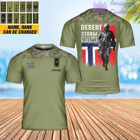 Personalized Norway Solider/ Veteran Camo With Name And Rank T-shirt 3D Printed - 17060544