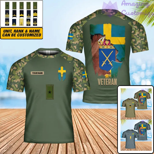 Personalized Sweden Solider/ Veteran Camo With Name And Rank T-Shirt 3D Printed - 0102240003