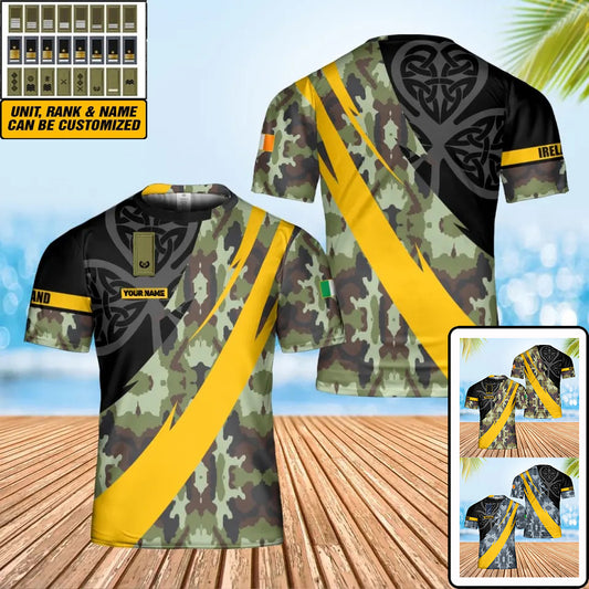 Personalized Ireland Solider/ Veteran Camo With Name And Rank T-Shirt 3D Printed - 17067456