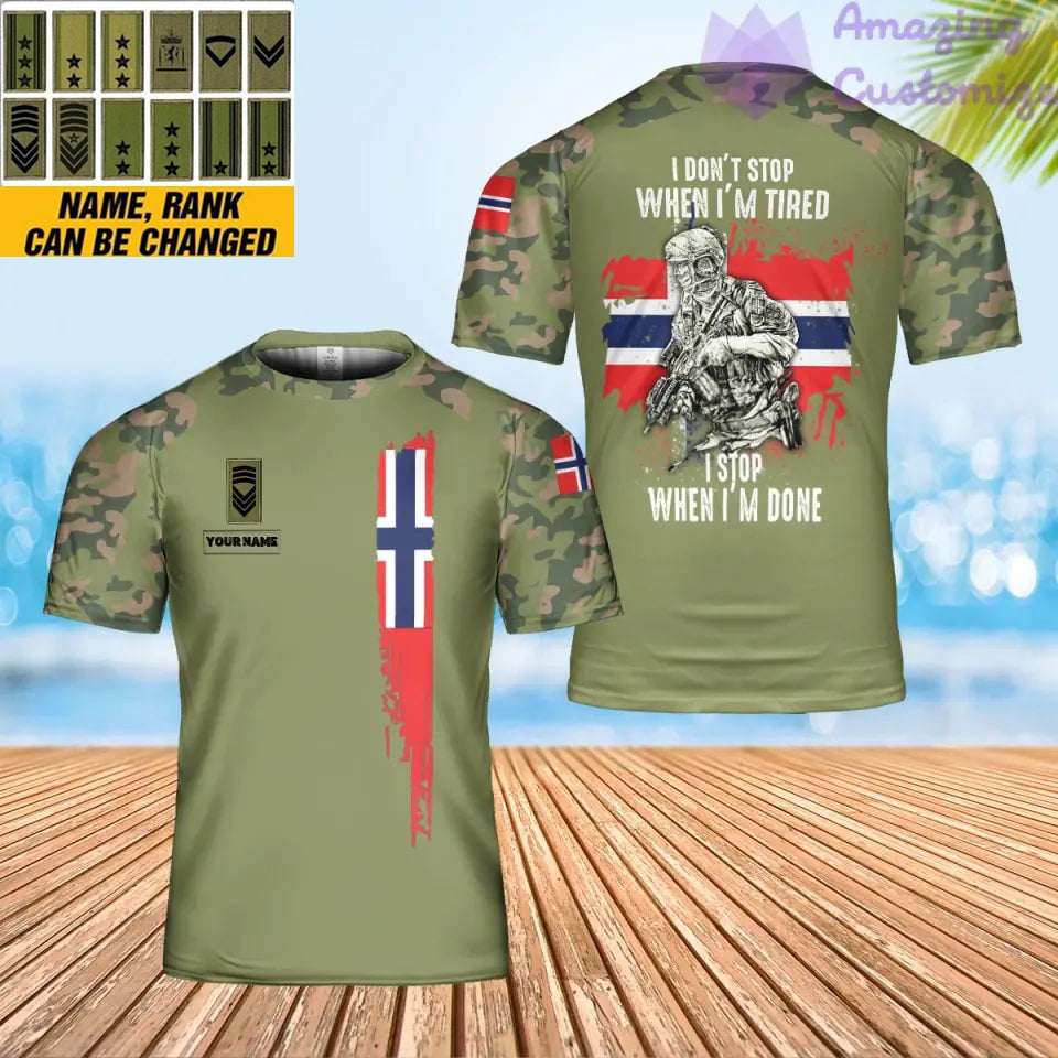 Personalized Norway Solider/ Veteran Camo With Name And Rank T-shirt 3D Printed - 1706054402