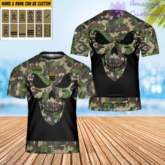 Personalized Swiss Solider/ Veteran Camo With Name And Rank T-shirt 3D Printed - 1706572801