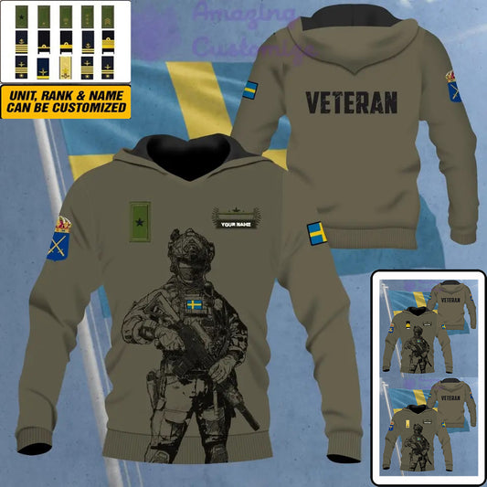 Personalized Sweden Soldier/ Veteran Camo With Name And Rank Hoodie - 1306230002