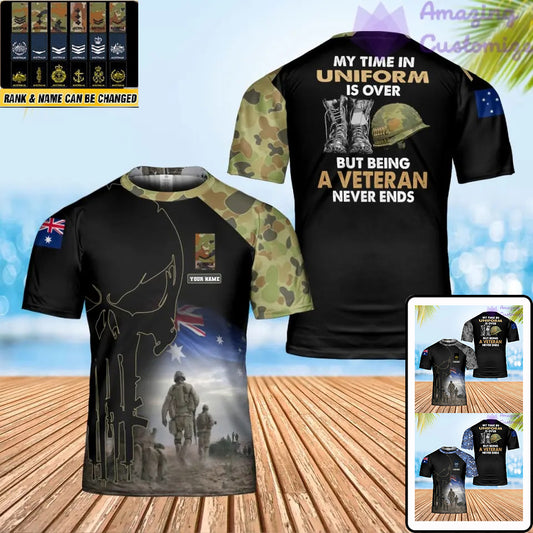 Personalized Australia Soldier/ Veteran Camo With Name And Rank T-Shirt 3D Printed - 0302240004