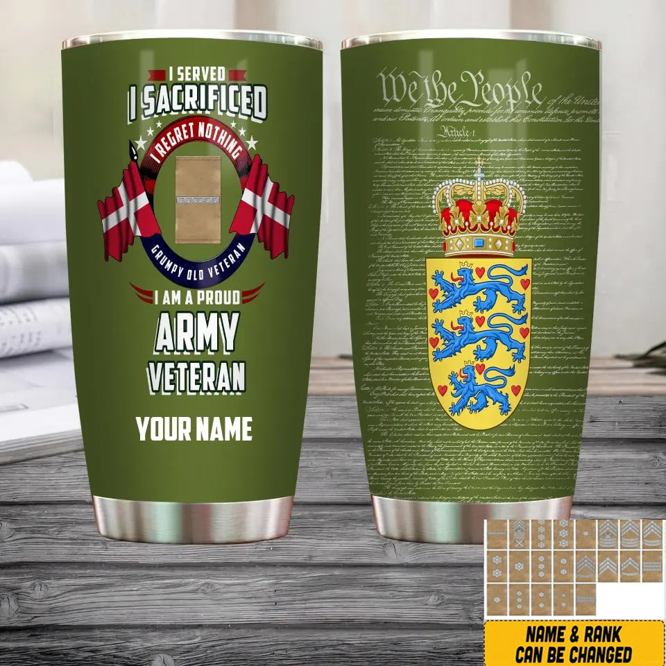 Personalized Denmark Veteran/ Soldier With Rank And Name Camo Tumbler All Over Printed - 17085600