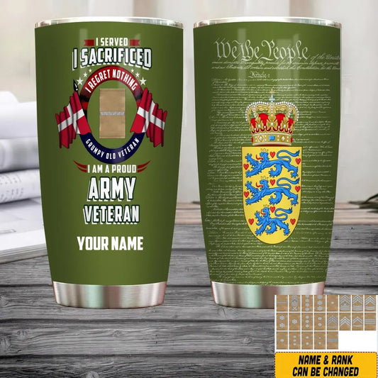 Personalized Denmark Veteran/ Soldier With Rank And Name Camo Tumbler All Over Printed - 17085600