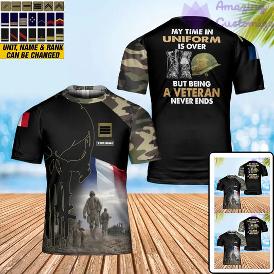 Personalized France Soldier/ Veteran Camo With Name And Rank T-Shirt 3D Printed - 1901240003