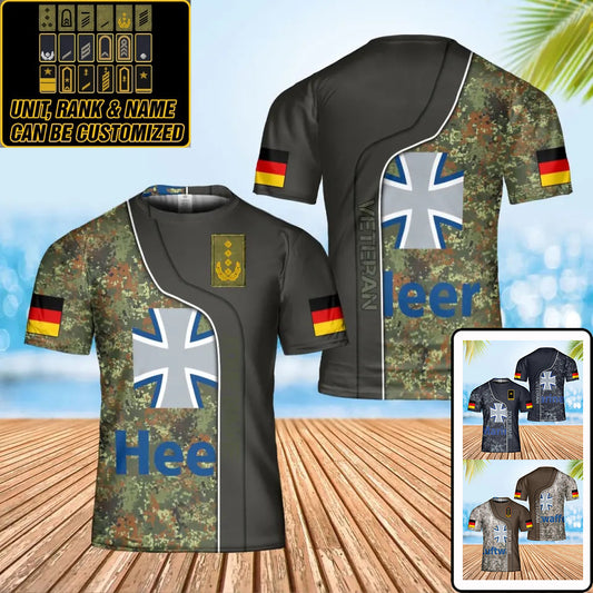 Personalized Germany Soldier/ Veteran Camo With Name And Rank T-Shirt 3D Printed - 0202240001