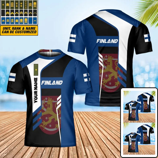 Personalized Finland Solider/ Veteran Camo With Name And Rank T-Shirt 3D Printed - 0102240003