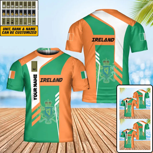 Personalized Ireland Solider/ Veteran Camo With Name And Rank T-Shirt 3D Printed - 1706745601
