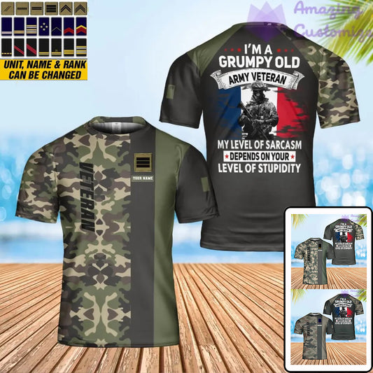 Personalized France Soldier/ Veteran Camo With Name And Rank T-Shirt 3D Printed - 1901240004