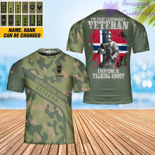 Personalized Norway Solider/ Veteran Camo With Name And Rank T-shirt 3D Printed - 1706054401