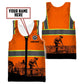 Personalized carpenter tank top featuring orange vest print and woodworking scene all-over print