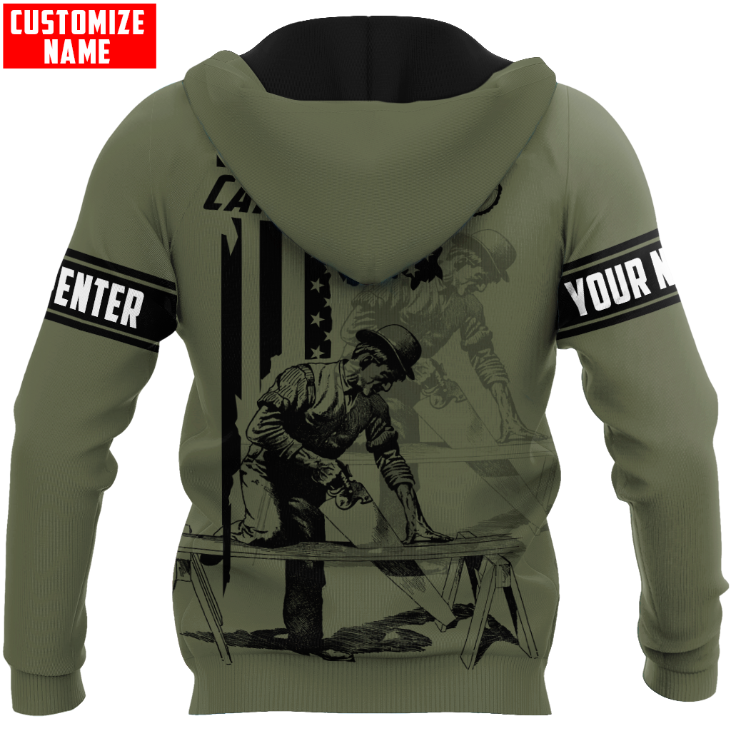 Personalized carpenter apparel featuring vintage trade all-over print