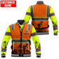 Personalized carpenter baseball jacket featuring orange vest print and woodworking scene all-over print