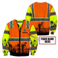 Personalized carpenter sweatshirt featuring orange vest print and woodworking scene all-over print