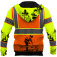 Personalized carpenter apparel featuring orange vest print and woodworking scene all-over print