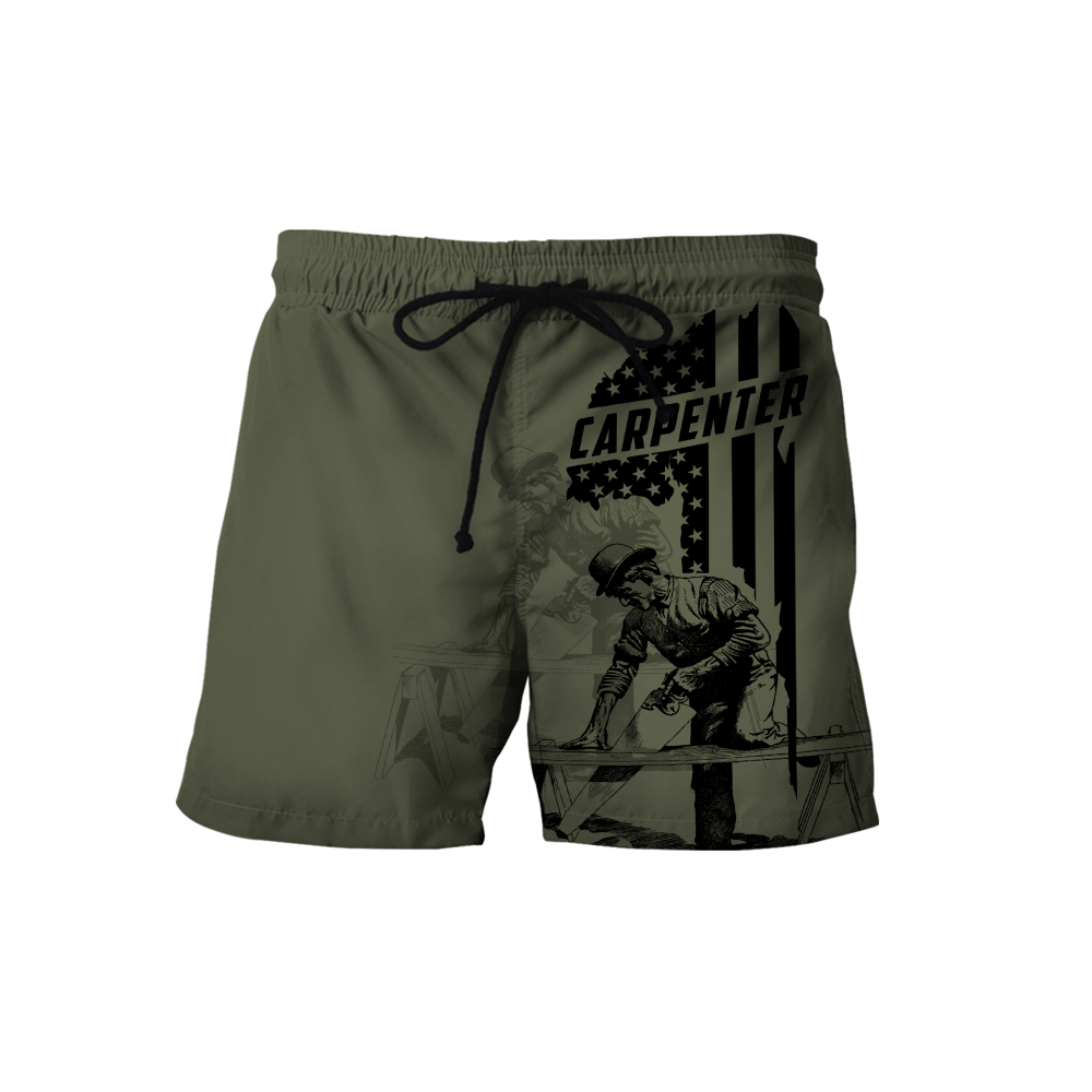 Personalized carpenter shorts featuring vintage trade all-over print