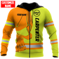 Personalized carpenter zip hoodie featuring orange yellow skull and stripe print all-over print