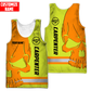 Personalized carpenter tank top featuring orange yellow skull and stripe print all-over print