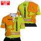 Personalized carpenter polo featuring orange yellow skull and stripe print all-over print