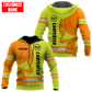 Personalized carpenter apparel featuring orange yellow skull and stripe print all-over print