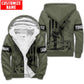 Personalized carpenter fleece zip hoodie featuring vintage trade all-over print