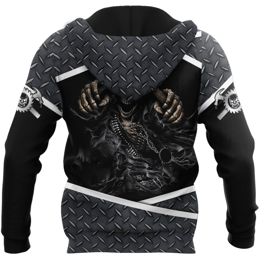Personalized carpenter apparel featuring metal skull all-over print