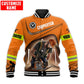 Personalized carpenter baseball jacket featuring orange woodworking tools all-over print