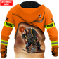 Personalized carpenter apparel featuring orange woodworking tools all-over print
