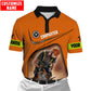 Personalized carpenter polo featuring orange woodworking tools all-over print