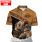 Personalized carpenter polo featuring brown leather all-over print