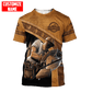 Personalized carpenter t-shirt featuring brown leather all-over print