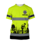 Personalized carpenter t-shirt featuring neon green stripe print all-over print