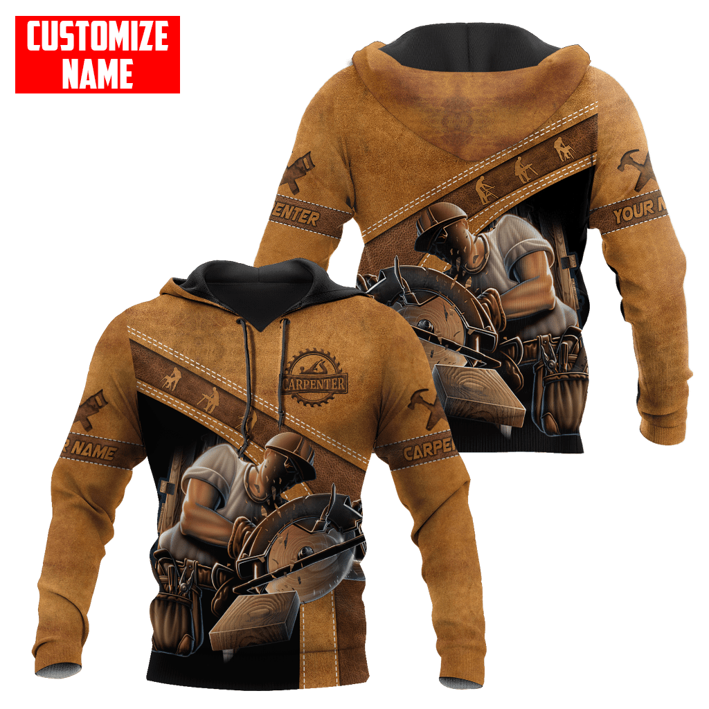 Personalized carpenter apparel featuring brown leather all-over print